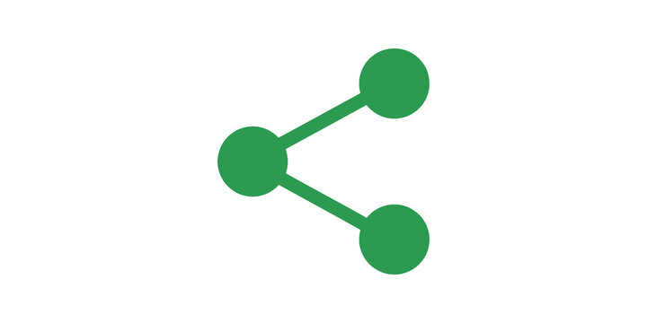 Green share network icon with nodes on a transparent background for ui.