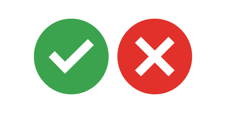 Green checkmark and red cross marks on circular buttons for approval.