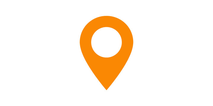 Orange map pin pointer marker location symbol graphic elements sign.