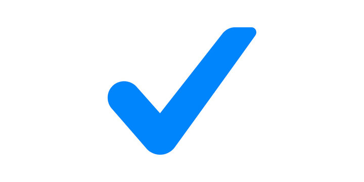 Blue check mark flat icon isolated on transparent background design element.