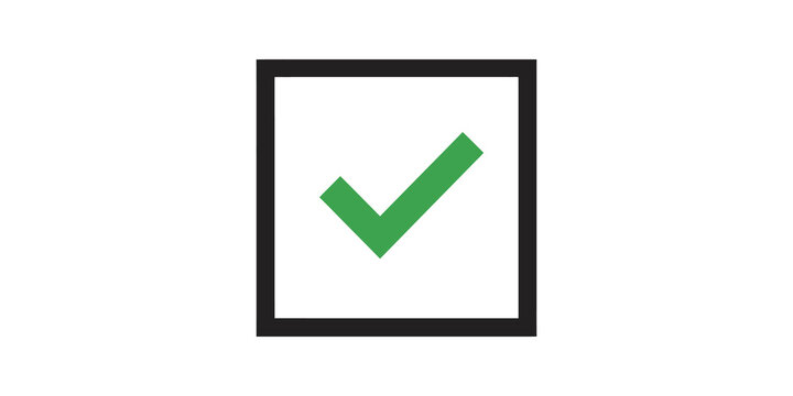 Green check mark in box flat icon isolated on transparent background design.