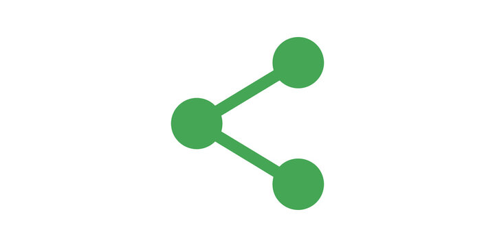 Green share icon symbol represents networking and data distribution.