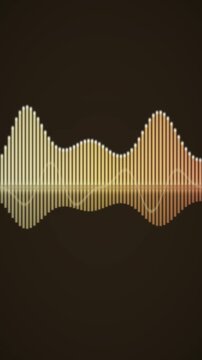 Glowing Audio Spectrum Equalizer Bars Music Visualizer Seamless Loop in soft gold tones vertical 9:16