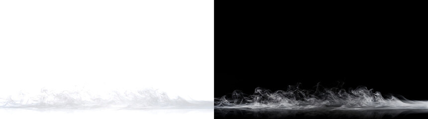 Low smoke haze drifting along a reflective glossy surface available in PNG, Transparent and Black Background Versions for designs © Guddoo