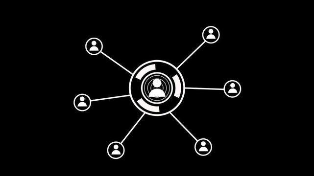 Animated of network of connections with people icons with glowing spots Social networking service concept. Global communication network The ways in which people are constantly connecting with themselv