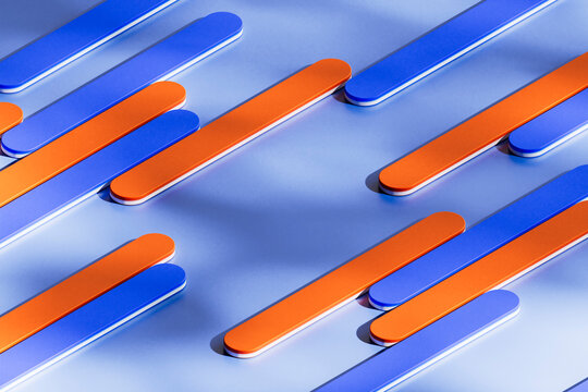 Orange and Blue Rounded Bars Abstract Background