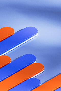Orange and Blue Bars on Metallic Background