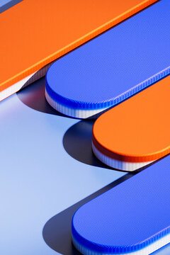 Closeup Orange and Blue Rounded Geometric Bars