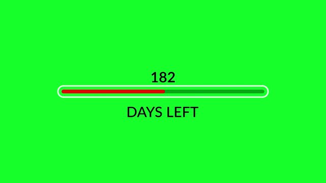 Animated 365 Day Countdown Progress line bar animation in 4k animation with alpha channel 365 Days Remaining Timer Animated on transparent background 1 year countdown timer animation