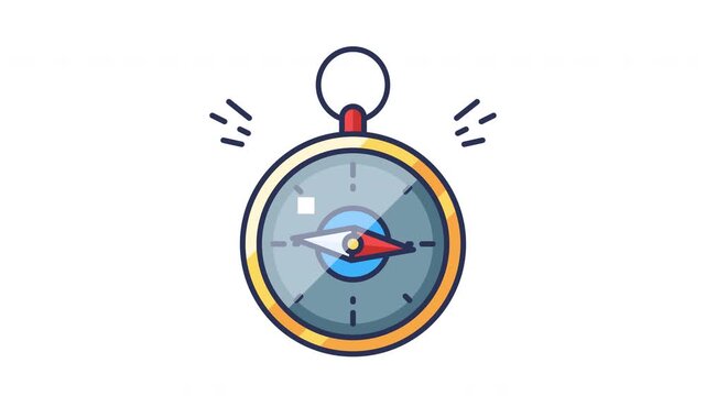 Flat Vector Icon Design of a Classic Navigation Compass for Travel Planning