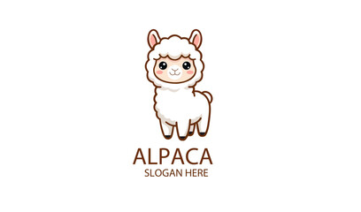 Obraz premium Cute Alpaca Mascot Logo Vector Illustration