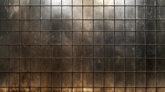 Metal Wire Mesh Grid Over Dirty Industrial Glass Window