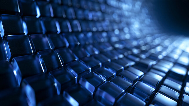 Futuristic Blue Digital Cubes Abstract Technology Background