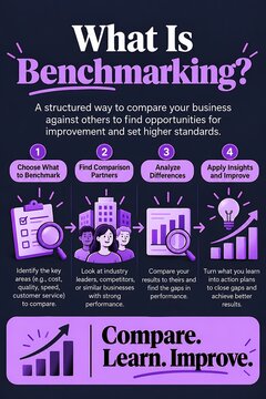Benchmarking infographic for comparing and improving performance