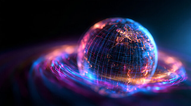 Digital Earth Globe with Global Network Data Streams