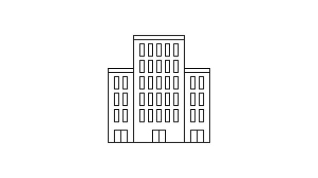 Office Building Animated Icon With Alpha Channel. Urban Architecture, Corporate Headquarters, And Commercial Real Estate Motion Graphic. On Transparent Background