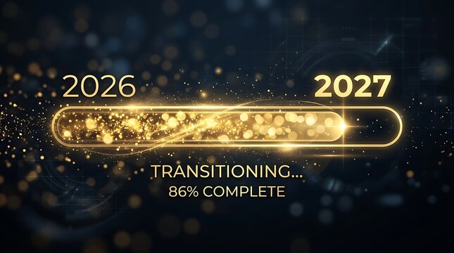 New year 2027 loading progress bar from 2026 with transition
