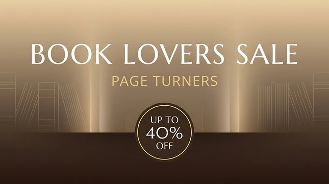 Book lovers sale banner with up to 40 percent off discount offer