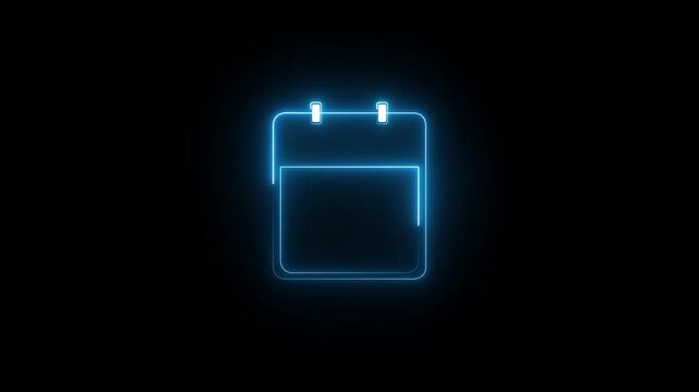 Glowing neon calendar date 24 symbol for deadline and planning. neon calendar icon deadline date animation.