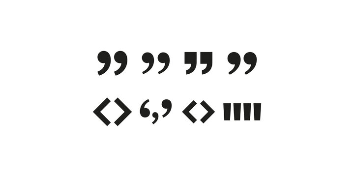 Black typography symbol set featuring quotes brackets and decorative text markers.