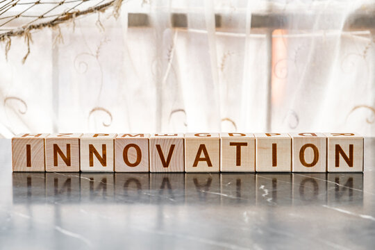 motivational word Innovation, from letters on wooden cubes