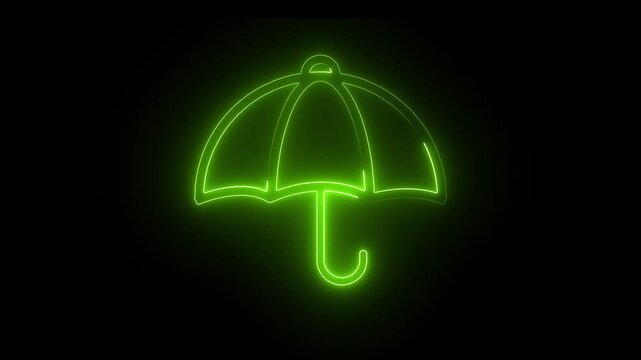 umbrella line icon animation on a black background
