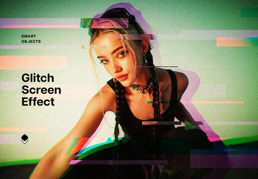 Glitch Screen Photo Effect For Poster And Social Media Design