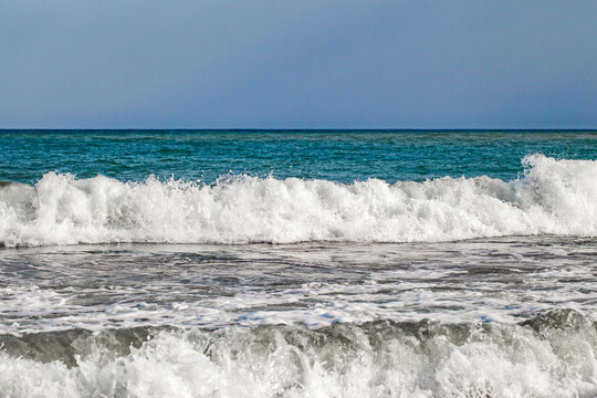 waves of sea surf close-up