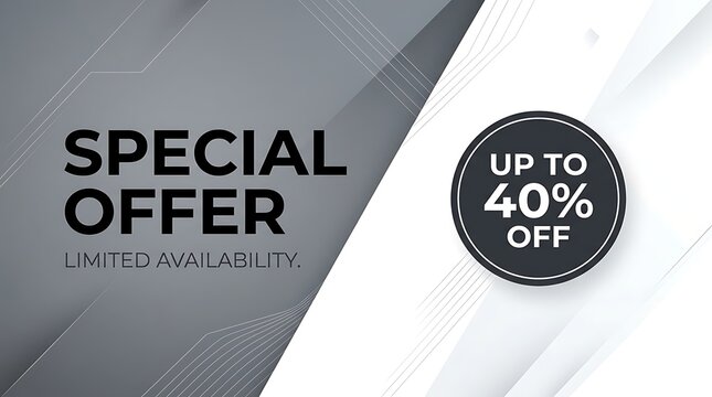 Special offer discount banner with up to forty percent off text