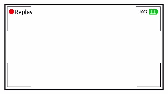 Replay text button animation for video camera and camcorder recordings, animated rewind or repeat icon, VHS Replay Overlay, Video camera replay screen animation overlay with alpha channel in 4k