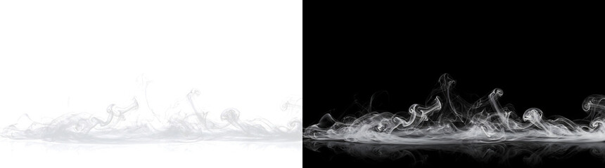 Swirling smoke horizon with curling wisps on a surface available in PNG, Transparent and Black Background Versions for designs © Guddoo