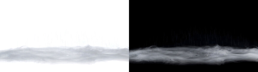 Wet ground mist with light rain and drifting fog available in PNG, Transparent and Black Background Versions for designs © Guddoo