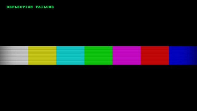 Analog television test pattern expanding due to vertical deflection failure on old monitor screen