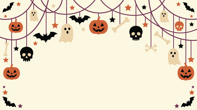 A delightful and spooky halloween background vector illustration featuring pumpkins ghosts bats and cobwebs for festive seasonal designs and celebrations