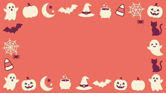 A delightful halloween vector background featuring charming ghosts bats pumpkins and other spooky elements for festive designs and celebrations