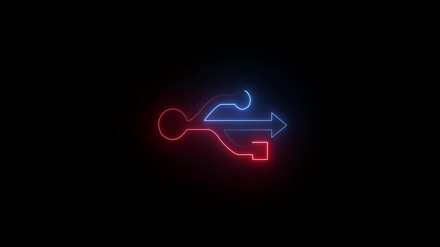 Glowing red and blue color neon branching three-way arrow path animation. Choice. Decision making. Multiple directions. Strategy. 4K path selection graphic.