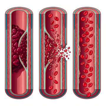 Stroke Thrombolysis Mechanism and Clot Dissolution Medical Illustration