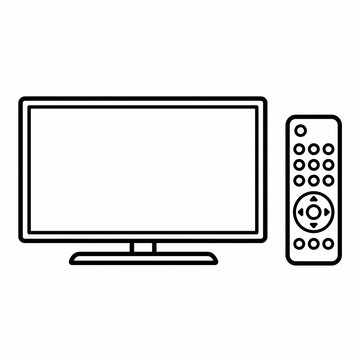 Television and remote control outline icon