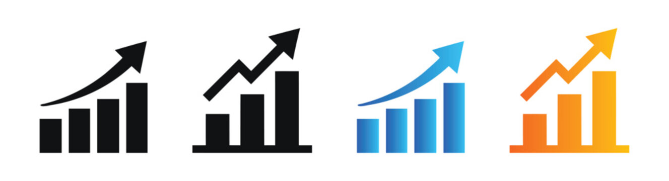 Business Growth Graph Chart Arrow Vector Icon Set For Analytics