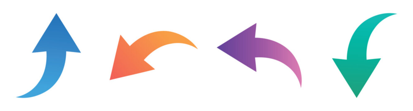 Curved Arrow Vector Set Colorful Direction Pointer Icons