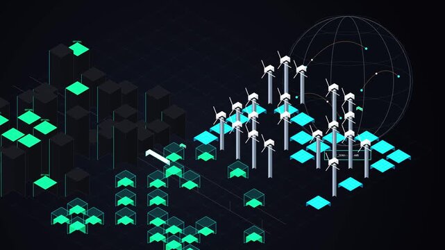 Isometric Smart City and Renewable Energy Grid &ndash; 4K 60fps Infinite Loop
