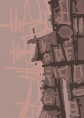 Abstract image for modern interior. The picture is painted by hand on a tablet. © neurostructure
