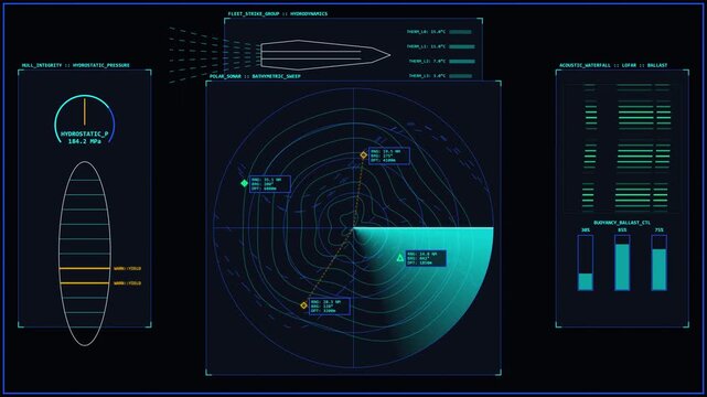 Naval Submersible Command Console Sonar Telemetry &ndash; 4K 60fps