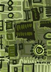 Abstract image for modern interior. The picture is painted by hand on a tablet. © neurostructure