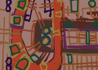 Abstract image for modern interior. The picture is painted by hand on a tablet. © neurostructure