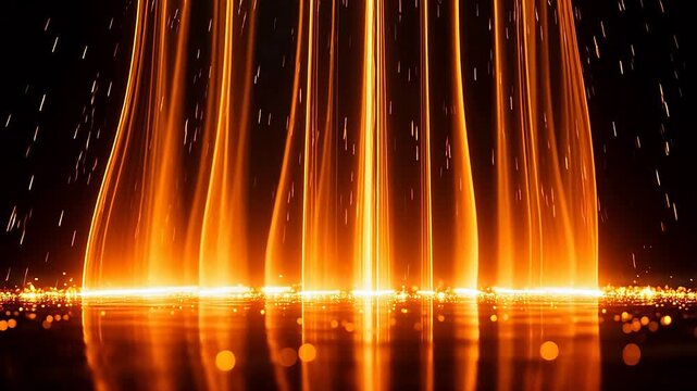 Golden light columns flowing vertically