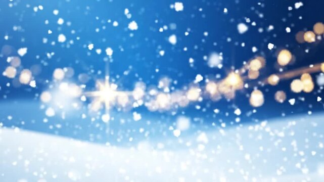 Dreamy abstract winter holiday background with soft white snow particles, icy blue gradients, subtle golden lights, ethereal glow, minimalist luxury aesthetic.
