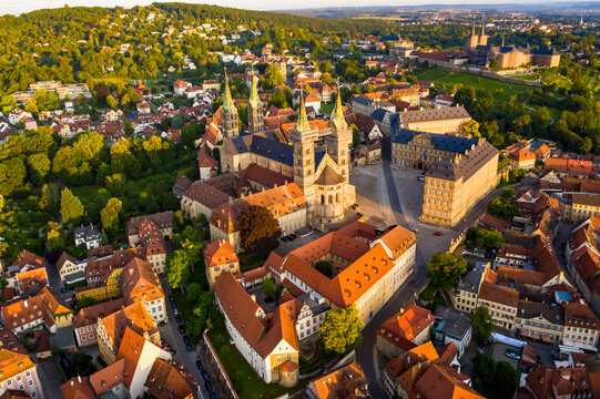 Luftaufnahme, Deutschland, Bayern, Oberfranken, Bamberg, Bamberger Dom mit neuer Residenz