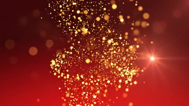 Abstract festive gradient background transitioning from deep red to burgundy and gold, glowing particles and subtle light flares, sophisticated Christmas atmosphere, modern luxury aesthetic.