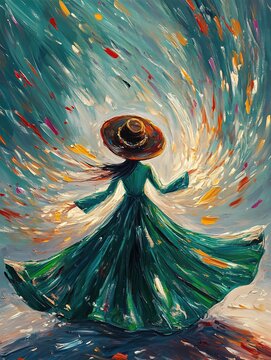 High fashion editorial portrait painting of an extravagant bohemian woman beautifully integrated with vibrant colorful flower prints wild animal textures and surreal krakelee styling